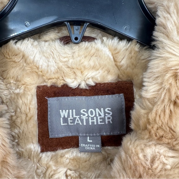 Wilson’s Leather Brown Leather Faux Fur Coat Large Womens - Picture 3 of 7